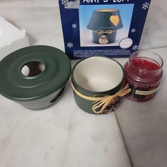 Amy's Loft 5" Stoneware Snowman Winter Candle Lamp w/ Yankee Candle - Picture 8 of 12
